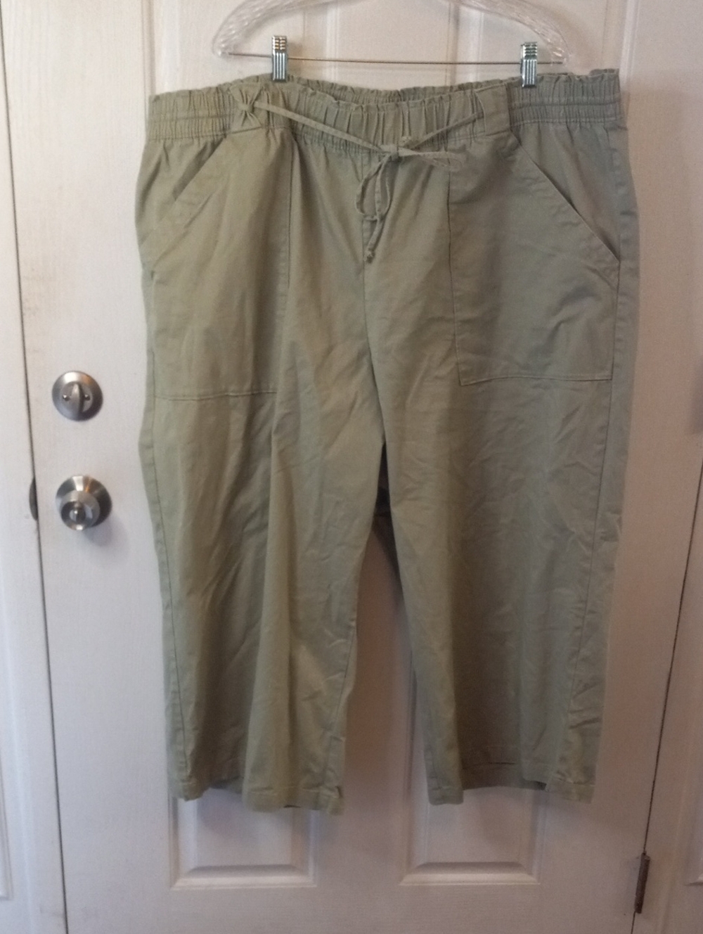 Ava & Viv wide leg pants olive green elastic waist drawstring Plus Size 3x